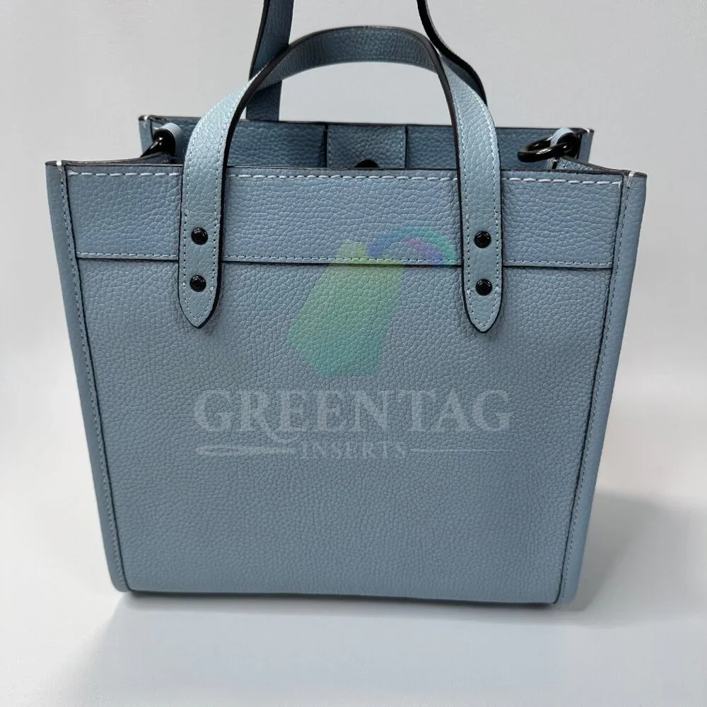 Coach Field Tote 22 In Polish Pebble Leather in Aqua - Picture 8 of 11